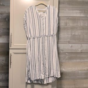 NWOT Linen drawstring cap sleeve shirt dress